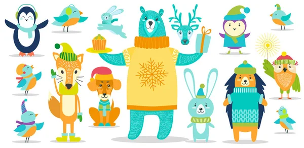 Cerfs et chiens, autres animaux sur illustration vectorielle — Image vectorielle
