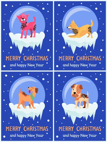 Vrolijke Kerstmis en gelukkig Nieuwjaar feestelijke Posters — Stockvector