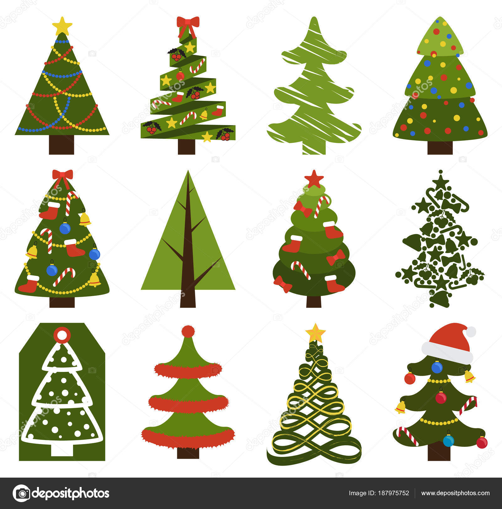 Symboles d'arbre de Noël Big Set avec sans décor image vectorielle par robuart © Illustration 