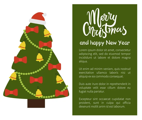 Feliz Navidad y Feliz Año Nuevo Poster Tree — Archivo Imágenes Vectoriales