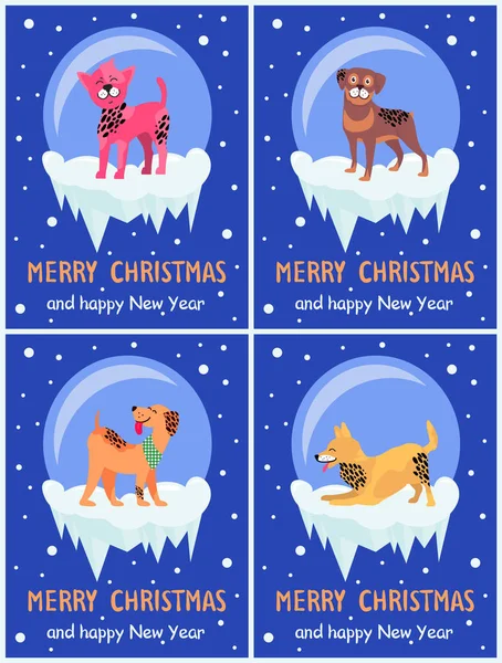 Vrolijke Kerstmis en gelukkig Nieuwjaar feestelijke Posters — Stockvector