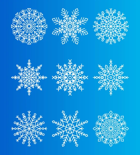 Flocons de neige Cristaux de glace uniques Motifs ornementaux — Image vectorielle