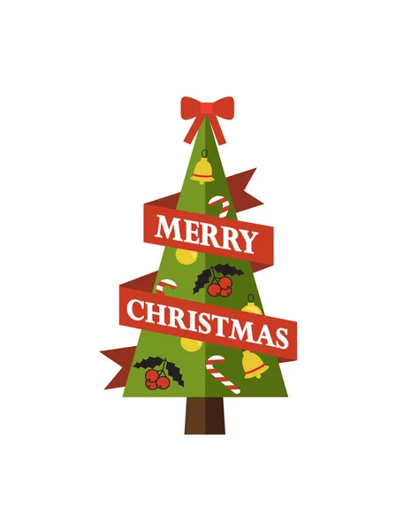 Buon albero di pino di Natale su illustrazione vettoriale — Vettoriale Stock