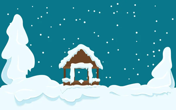 Gazebo couvert de neige Scène d'hiver Illustration — Image vectorielle