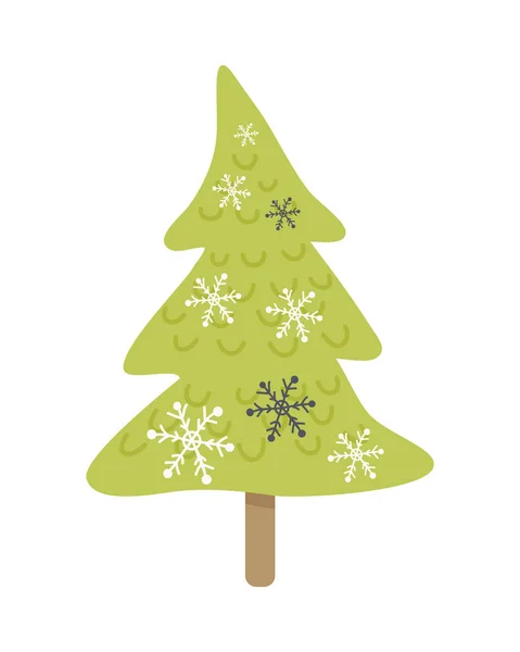 クリスマス漫画モミの木に孤立した白いベクトル — ストックベクタ