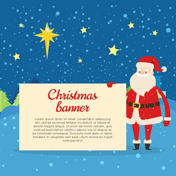 圣诞横幅明信片来自圣诞老人。矢量 — 图库矢量图片