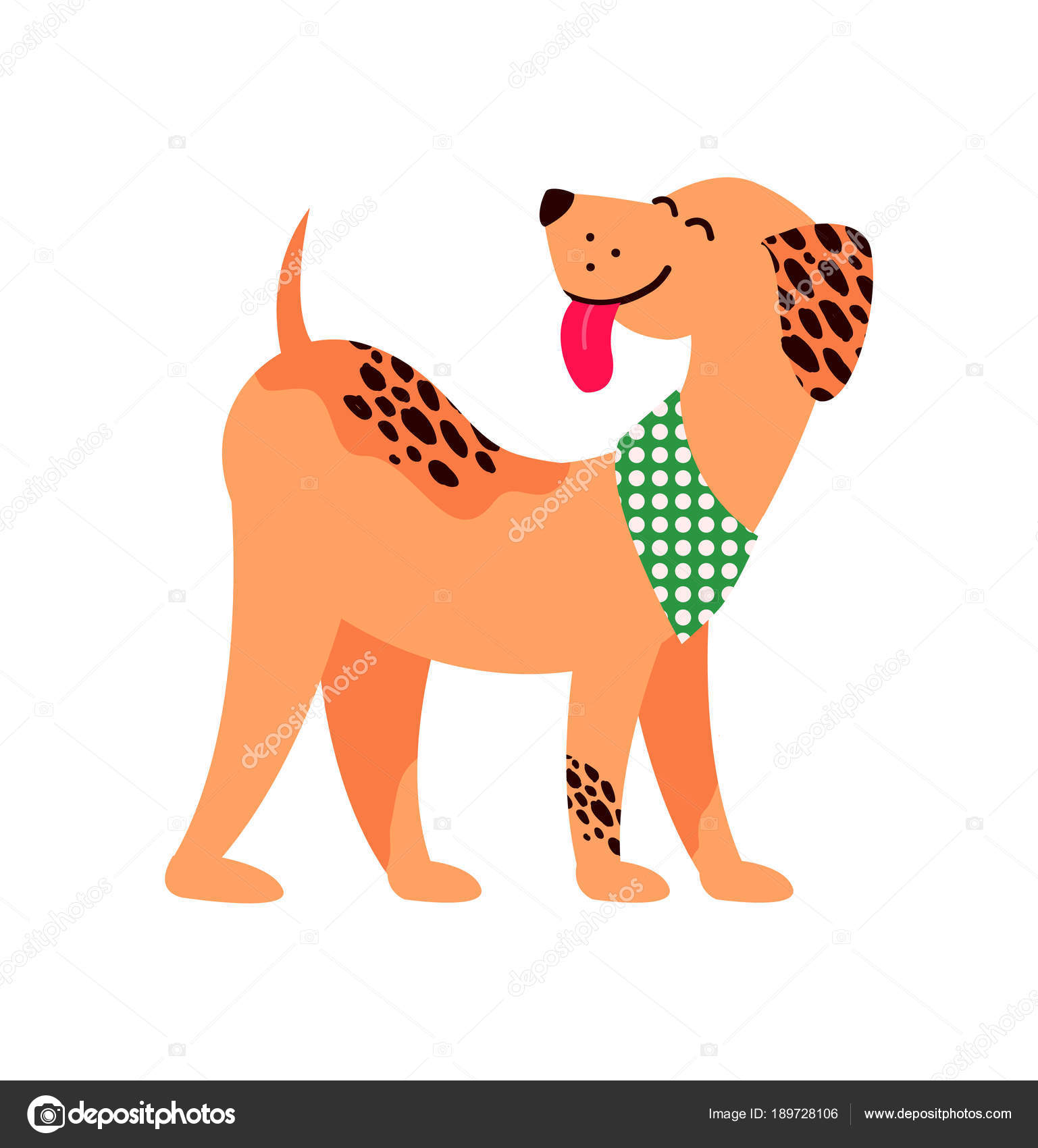 Chien Heureux Avec Taches Image Sur Illustration Vectorielle