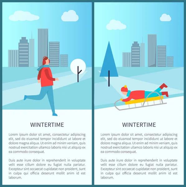 Εικονογράφηση διάνυσμα Banner δραστηριότητες χειμώνα — Διανυσματικό Αρχείο