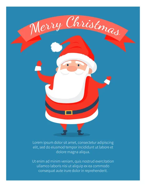 Joyeux Noël Affiche avec le Père Noël en costume — Image vectorielle
