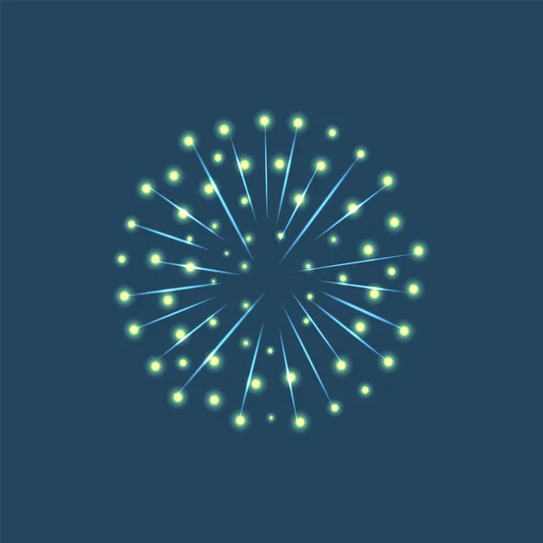 Fuegos artificiales chispas en el cielo azul Vector de fondo — Vector de stock