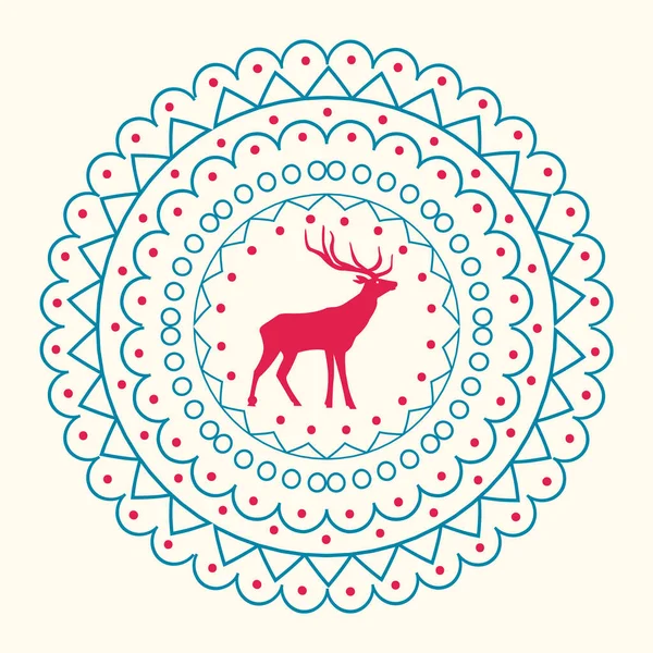 圣诞图案与驯鹿矢量插画 — 图库矢量图片