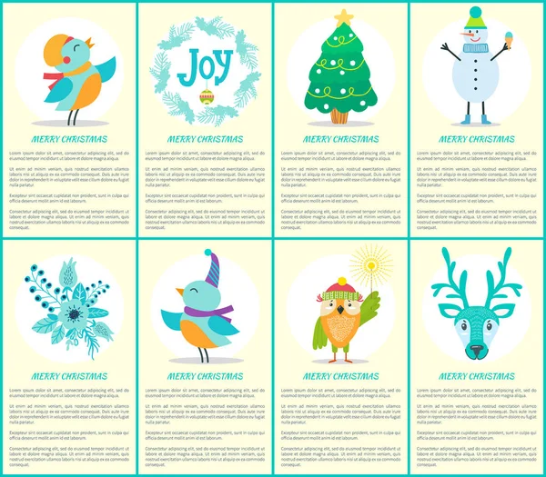 Feliz Navidad Placas Texto Vector Ilustración — Vector de stock