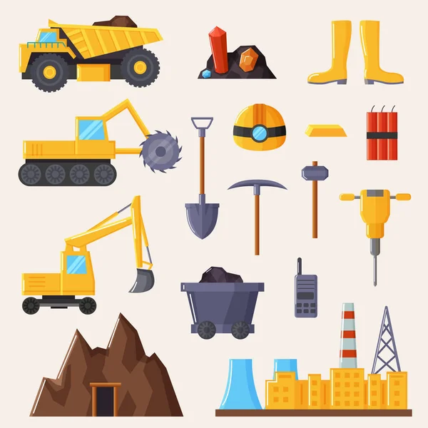 Mining Industry and Tools on Vector Illustration — Stock Vector