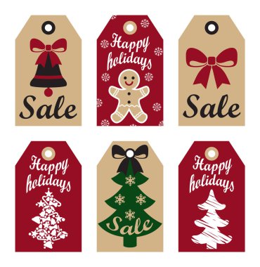 Mutlu tatil Satılık Promo Noel simgeler Etiketler
