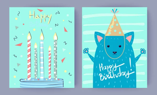 Happy Birthday Ensemble d'affiches Illustration vectorielle — Image vectorielle