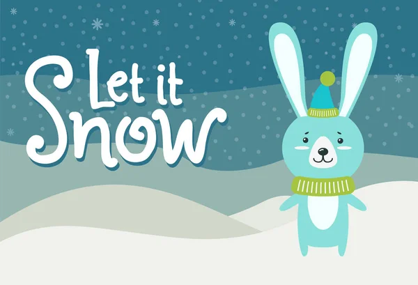 Lasciate che la lepre della neve vestita con abiti a maglia caldi — Vettoriale Stock