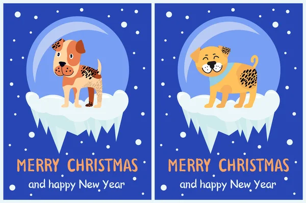 Vrolijke Kerstmis en gelukkig Nieuwjaar feestelijke Posters — Stockvector