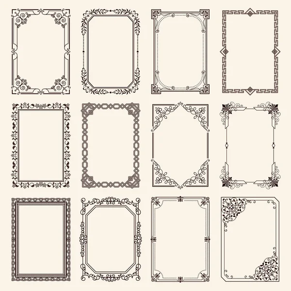 Vintage Swirly zwart-wit elegante Frames Set — Stockvector