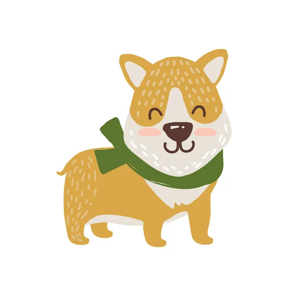 Happy Dog in Scarf Icon Vector Illustration — Stock Vector