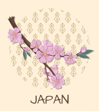 Japonya Promo Poster Sakura Şubeler ve desen ile