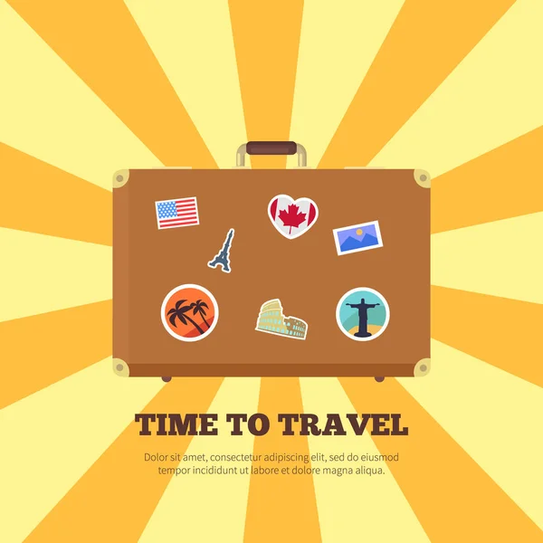 Time to Travel Bright Poster Vector Illustration — Stock Vector