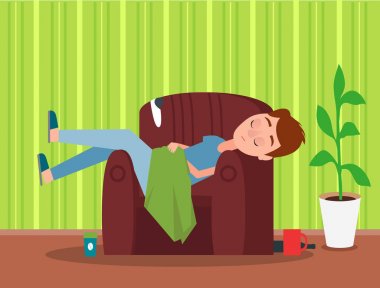 Kahverengi koltuk adam renkli Poster Sleaping