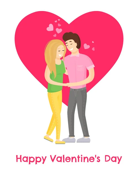 Happy Valentines Day Poster Sweet glimlachend paar — Stockvector