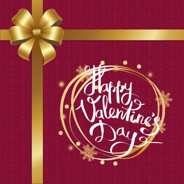 Boldog Valentin-napot a felirat arany keretben — Stock Vector