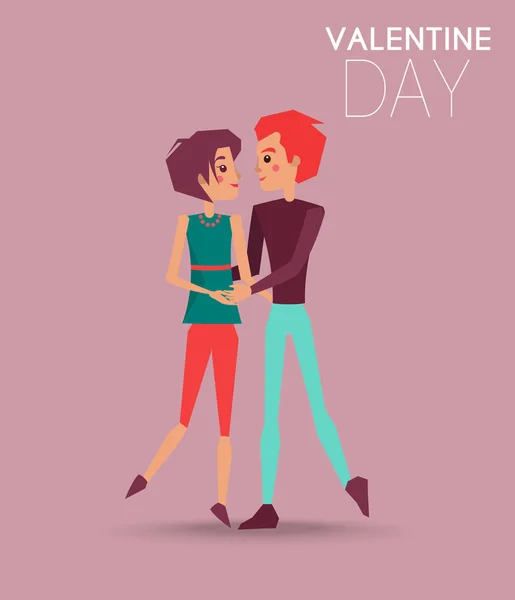 Cartel de San Valentín con amantes de la pareja bailando — Archivo Imágenes Vectoriales