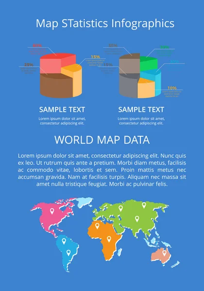 Karte Statistiken Infografik Wort Daten Farbe Banner — Stockvektor
