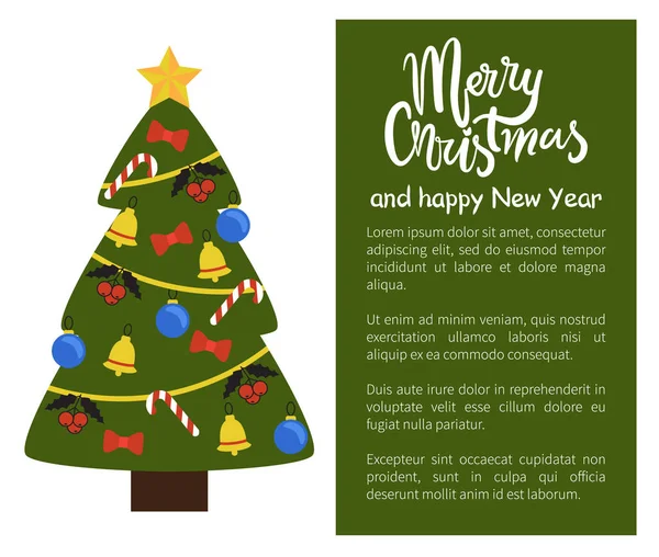 Mutlu Noeller ve mutlu yeni yıl Poster ağaç — Stok Vektör
