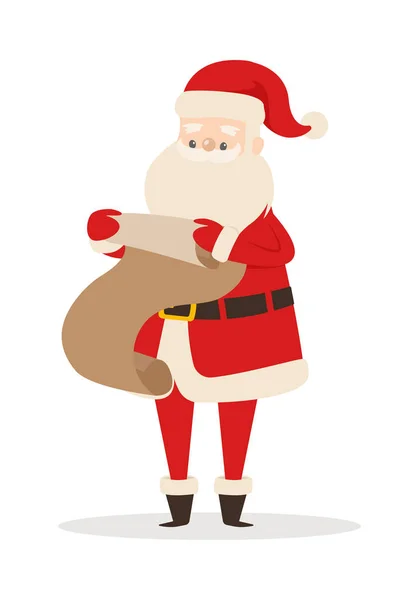 Santa Claus con Lista de Deseos Aislado en Blanco . — Archivo Imágenes Vectoriales
