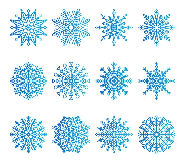 Lumihiutaleet kuvakkeet kokoelma vektori kuvitus — vektorikuva