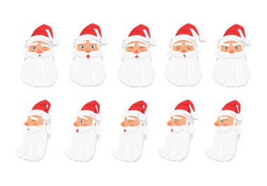 Beyaz arka plan üzerinde farklı duygular kümesi