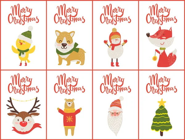 Feliz Navidad Set de Banners Vector Illustration — Vector de stock
