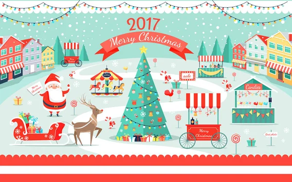 Frohe Weihnachten 2017 große festliche Messe Promo-Plakat — Stockvektor