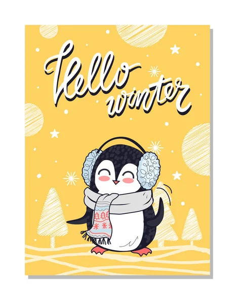 Hallo Winter Bright briefkaart vectorillustratie — Stockvector