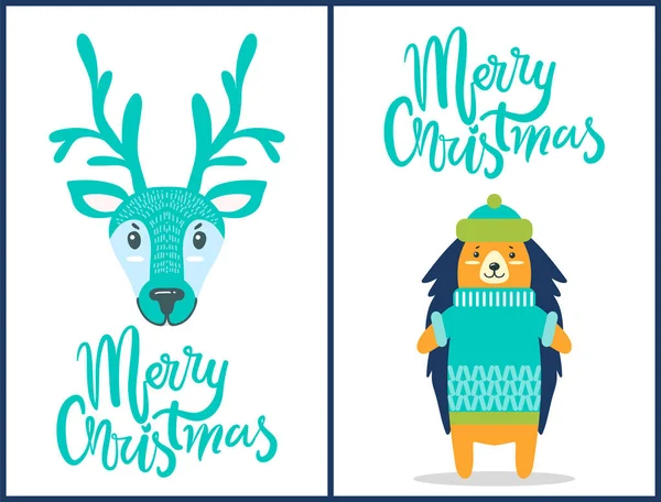 Feliz Navidad Banners en Vector Ilustración — Vector de stock