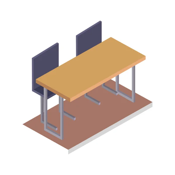 School Bureau met stoelen drie dimensionale Vector — Stockvector