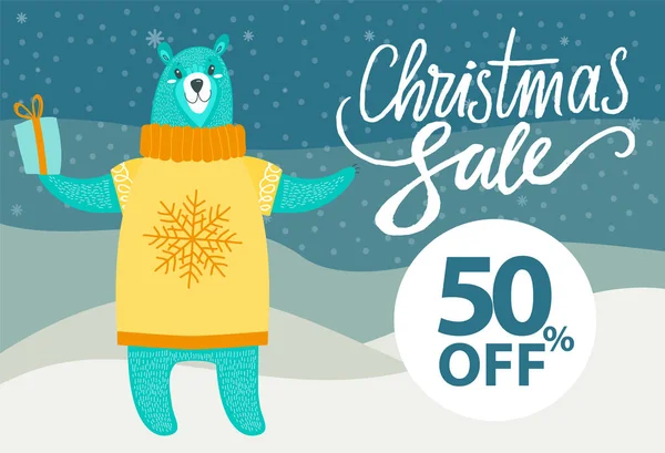 Christmas Sale -50 Off on Vector Illustration — Stock Vector