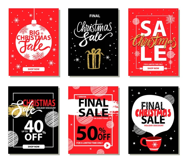 Τελική Χριστούγεννα πώληση κόκκινο μαύρο διανυσματικά εικονογράφηση — Διανυσματικό Αρχείο