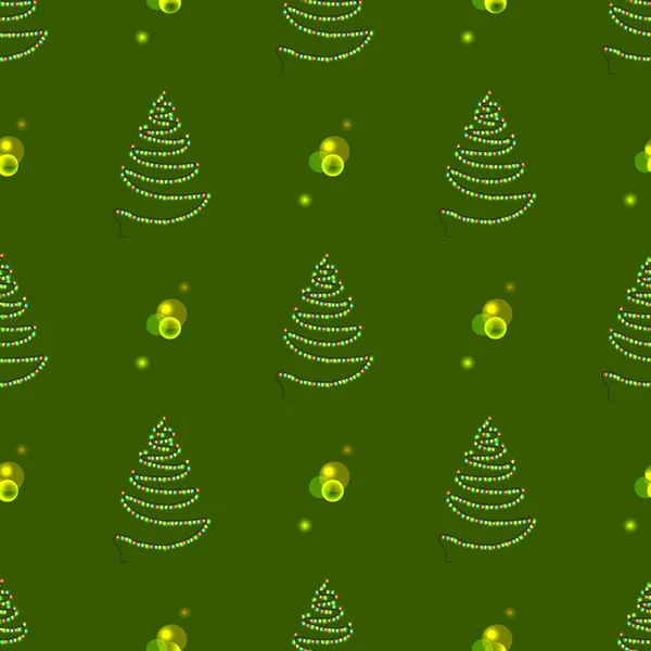 Arbre sans couture de Noël en guirlande avec des lampes — Image vectorielle
