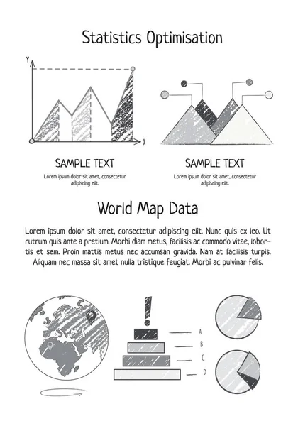 Statistics Optimization and World Map Data Poster — Stock Vector