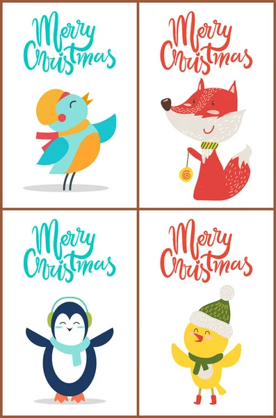 Feliz Navidad Banners Set en Vector Ilustración — Vector de stock