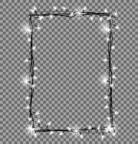 Τετράγωνο πλαίσιο κατασκευασμένο από Χριστουγεννιάτικα φωτάκια λαμπυρίζουν — Διανυσματικό Αρχείο