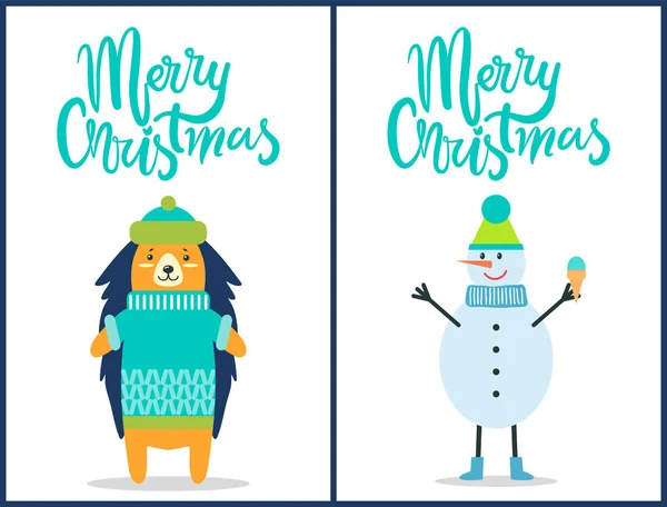 Feliz Navidad muñeco de nieve en Vector Ilustración — Vector de stock
