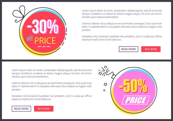 From 30 to 50 Discount at Internet Shop Pages — Stock Vector