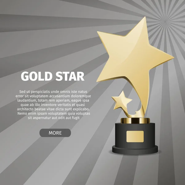 Glänsande guld stjärna på Stand realistisk Illustration — Stock vektor