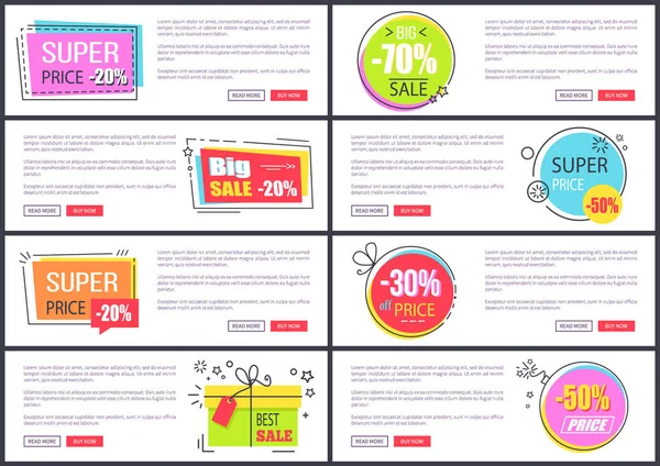 Super Sale at Internet Shop Web Pages Templates — Stock Vector