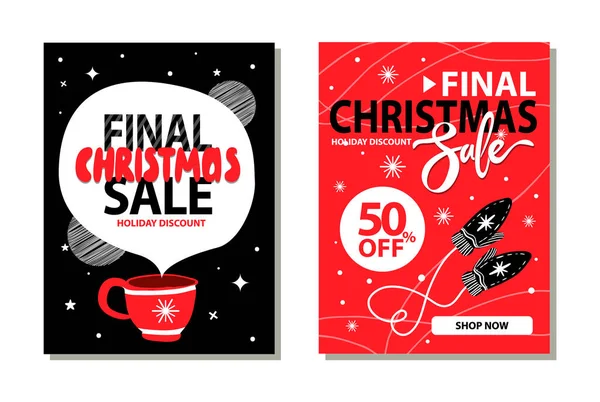 Τελική Χριστούγεννα πώληση πλακάτ διανυσματικά εικονογράφηση — Διανυσματικό Αρχείο